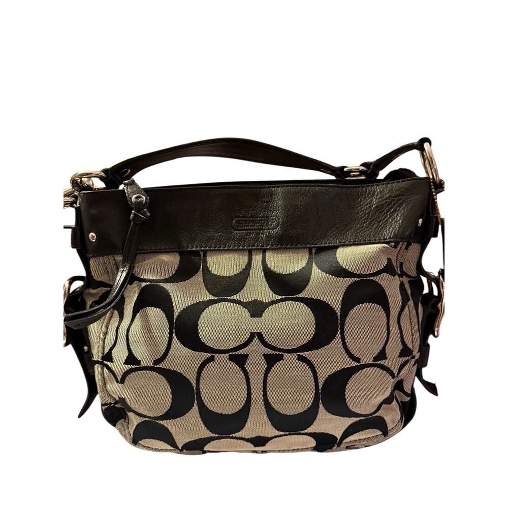Coach Zoe Signature Hobo Shoulder Bag Purse Jacquard 12657